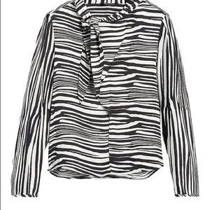 Banana Republic Zebra MockTie Blouse